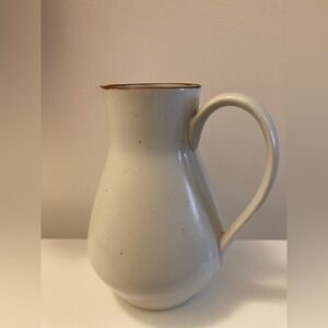 Rustic Ceramic Pitcher/Vase with Brown Rim